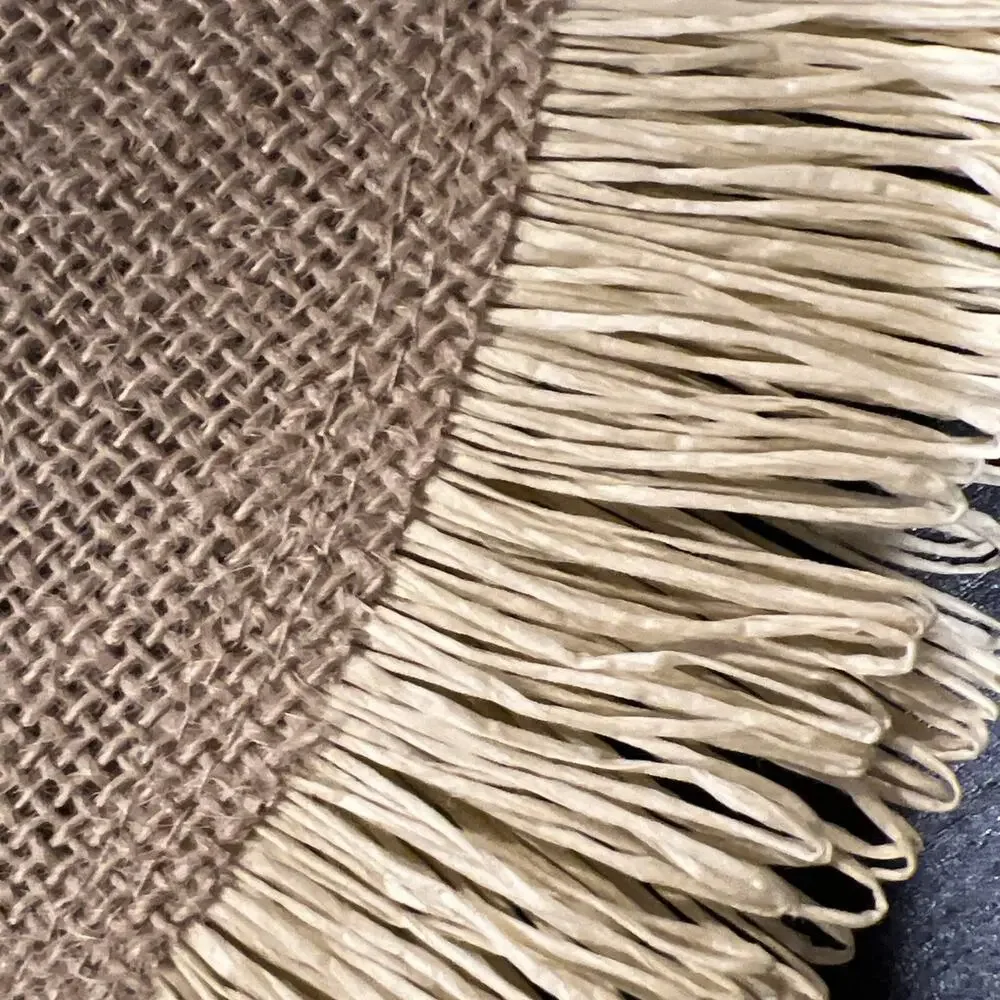 Burlap Round Placemats Set of 4 Table Decor Boho Natural Jute Fringe